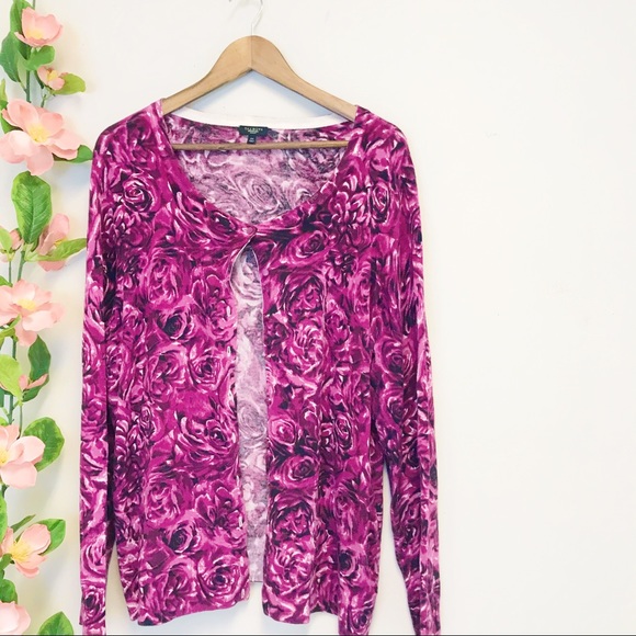 Talbots Woman Purple Rose Cardigan - Picture 3 of 8